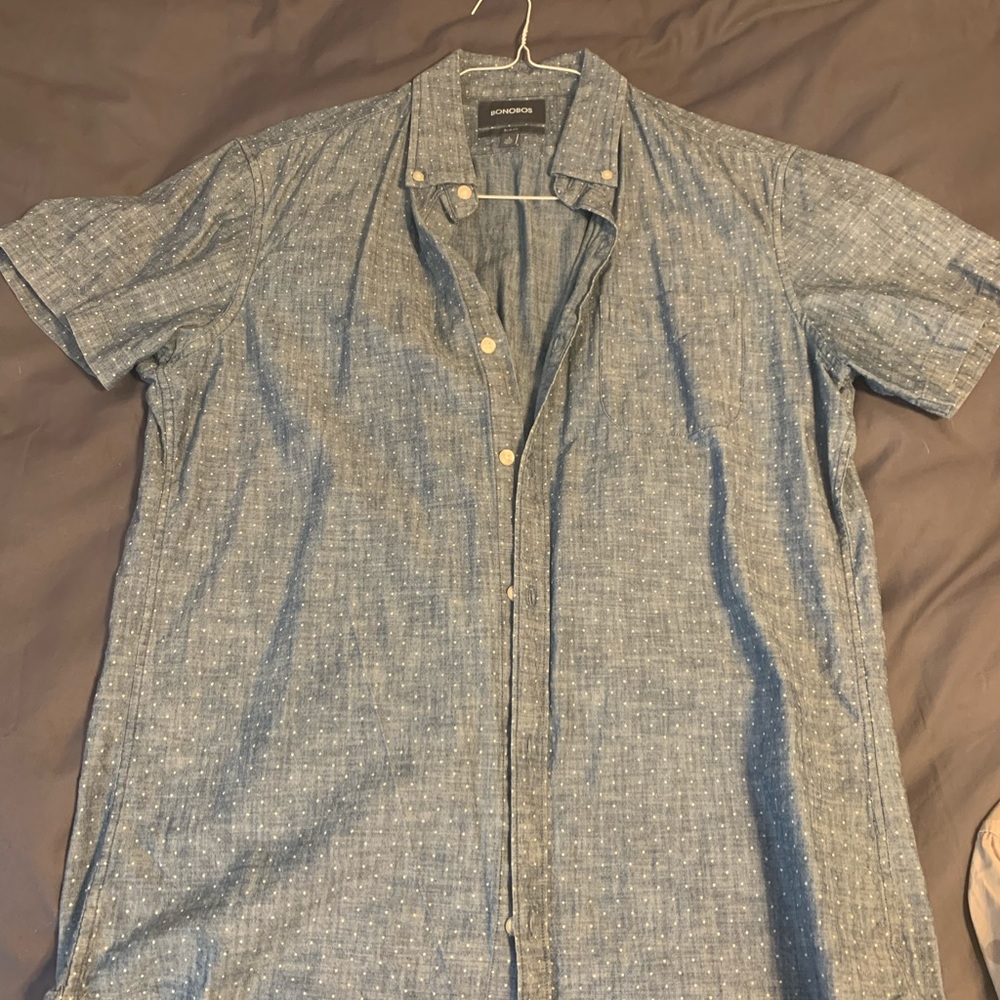 Bonobos Slim Fit Blue Pokadot Shirt Large
